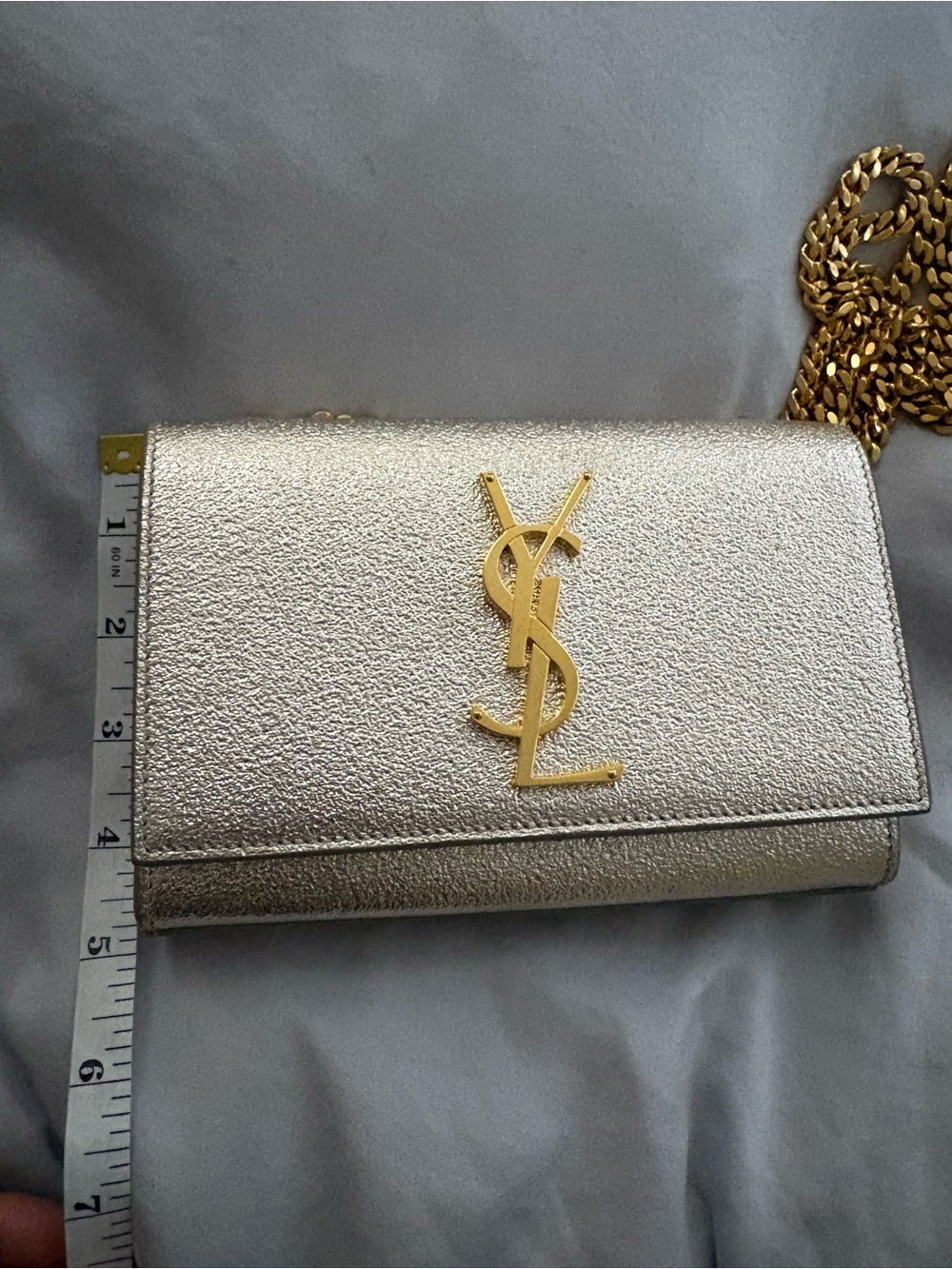 Saint Laurent Gold Kate Evening Bag Monogram Chain Crossbody - Picture 12 of 12